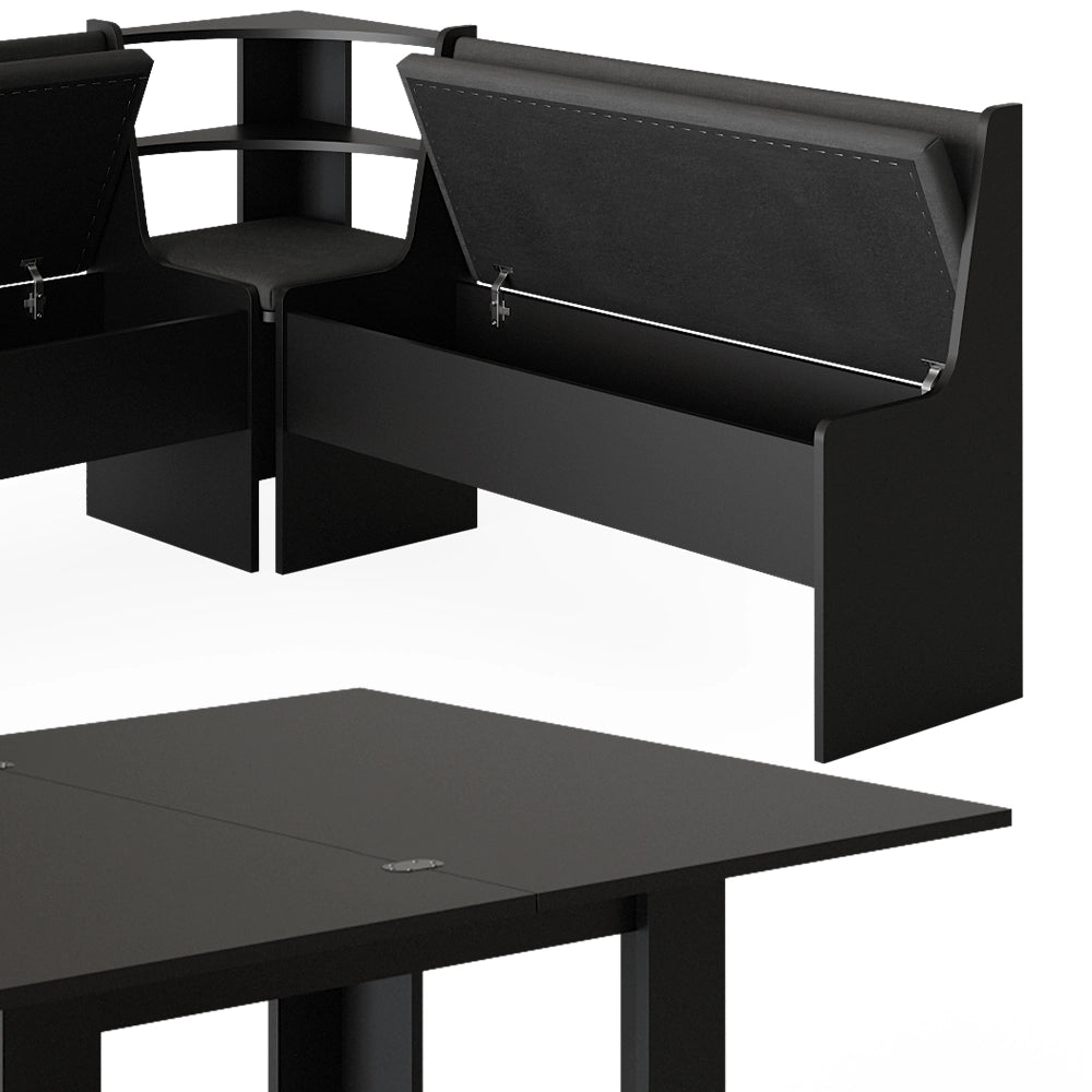 Vicco Gruppo panca ad angolo Nero 150 x 41.5 cm con tavolo