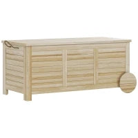 Baule da Esterno 185L a 2 Ruote con Telo Interno e Coperchio, in Legno di Abete, 110x50x50 cm, color Legno
