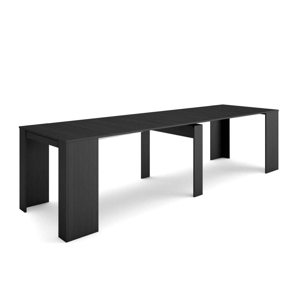 Consolle allungabile, 302x90x77cm, Per 14 persone, Tavolo da pranzo, Nero RF2657