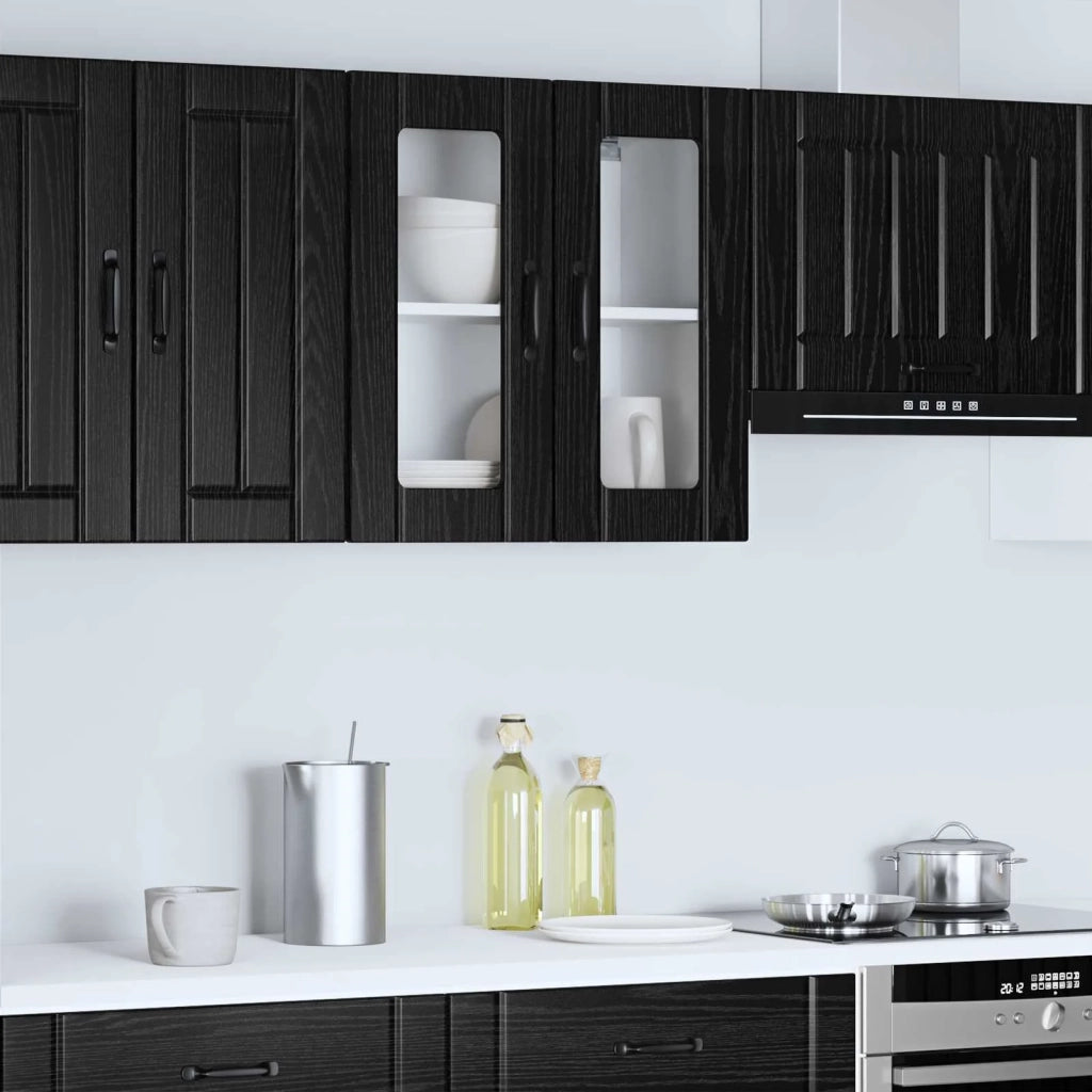 Mobile in vetro da parete LUCCA Rovere Nero 60 x 31 x 60 cm