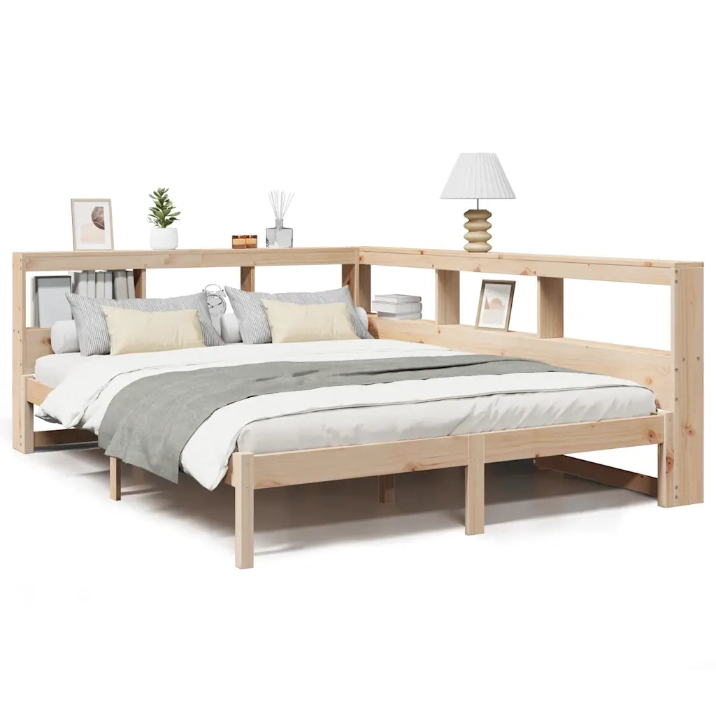Letto Libreria senza Materasso-Struttura Letto contenitore 160x200 cm in Legno di Pino 412737