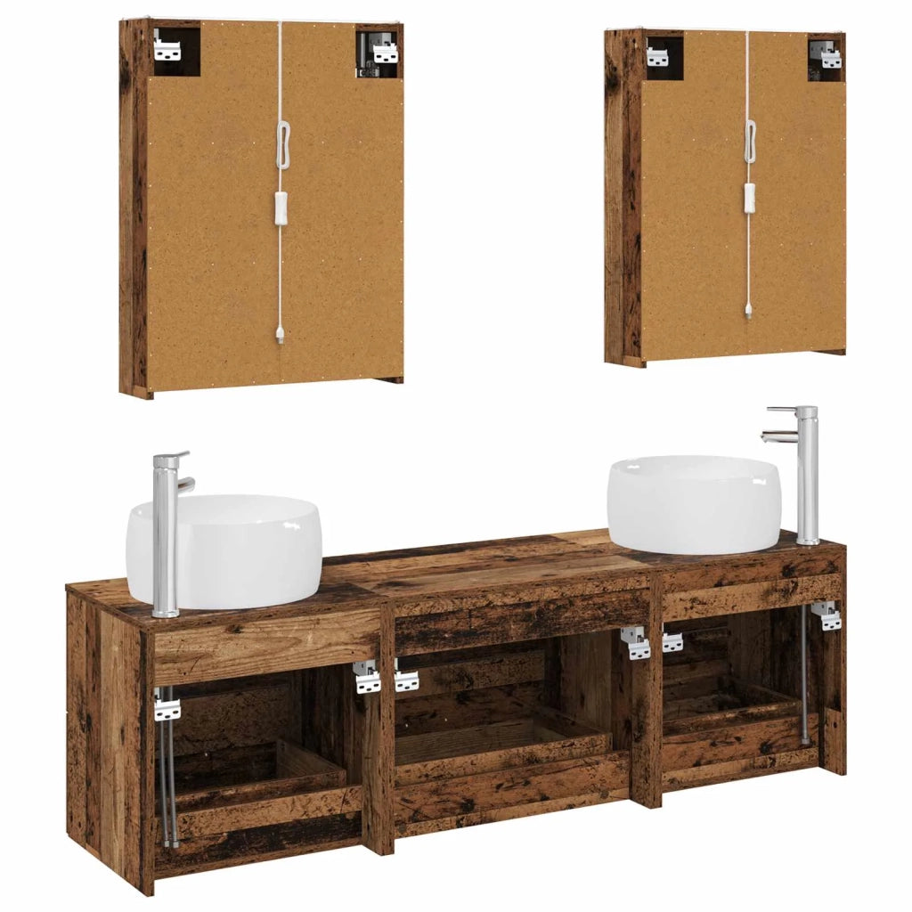 Set di mobili per il bagno 5 pcs Legno antico 3407013