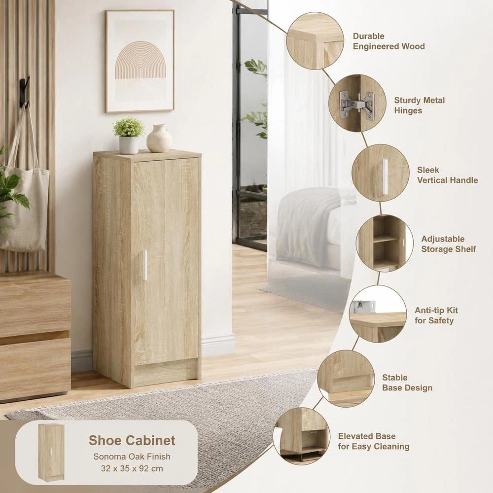Shoe Cabinet Sonoma Oak 32x35x92 Cm Wood-based Material