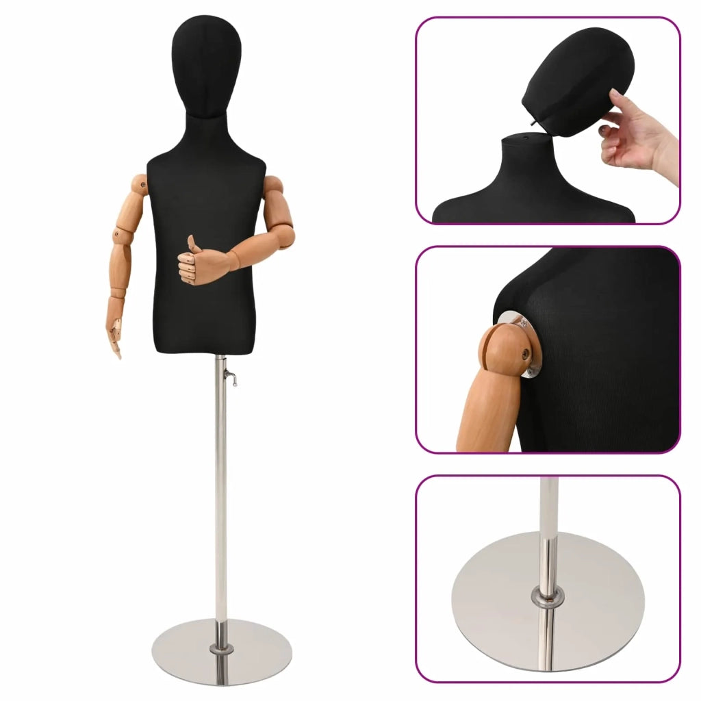 Manichino Regolabile 120-150 cm con Base Unisex PP Nero 42041708
