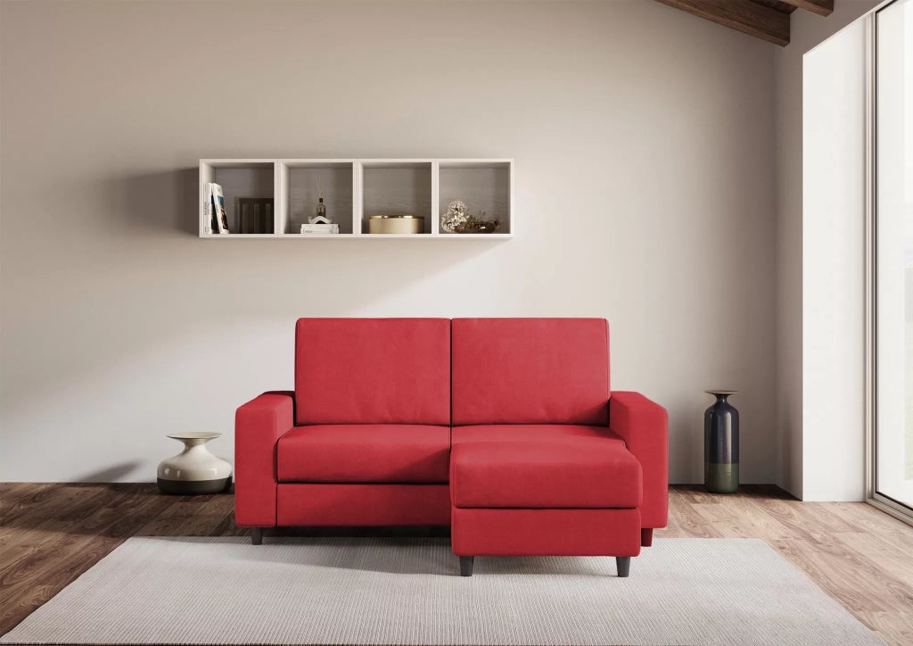 Divano sakar 2 posti (due sedute da 60cm) + pouf misure esterne l.148 p.155 | rosso - Mobili 2G
