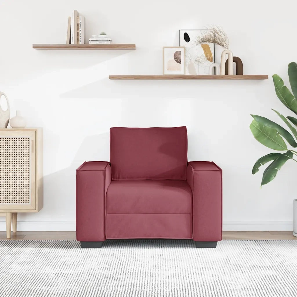 Poltrona Divano-Divano Sedia Rosso Vino 100x78x84 cm Tessuto