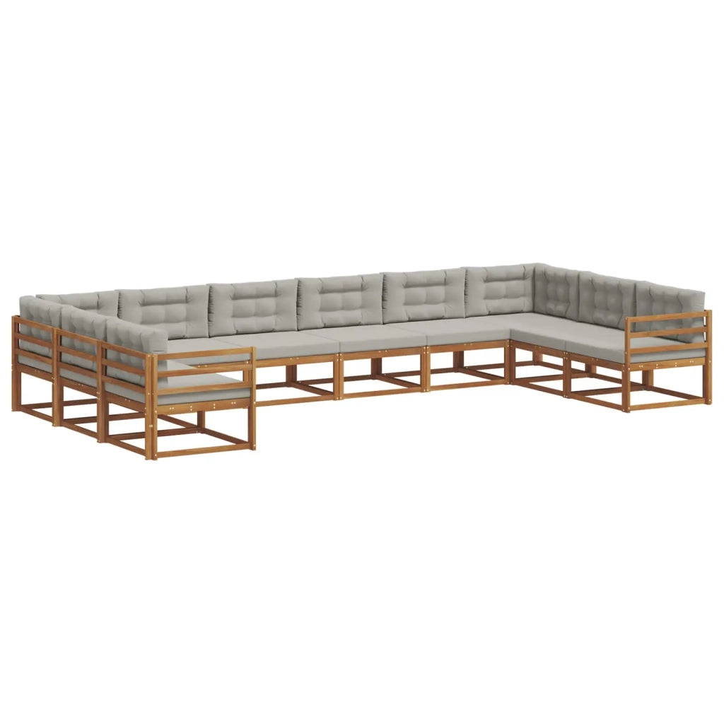 Set di divani da esterno 10 pcs Grigio Naturale e Chiaro 3368224