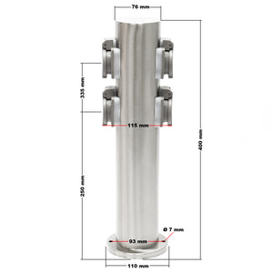 Colonna multipresa da giardino, con 4 prese, acciaio IP44, Palo presa multipla esterno