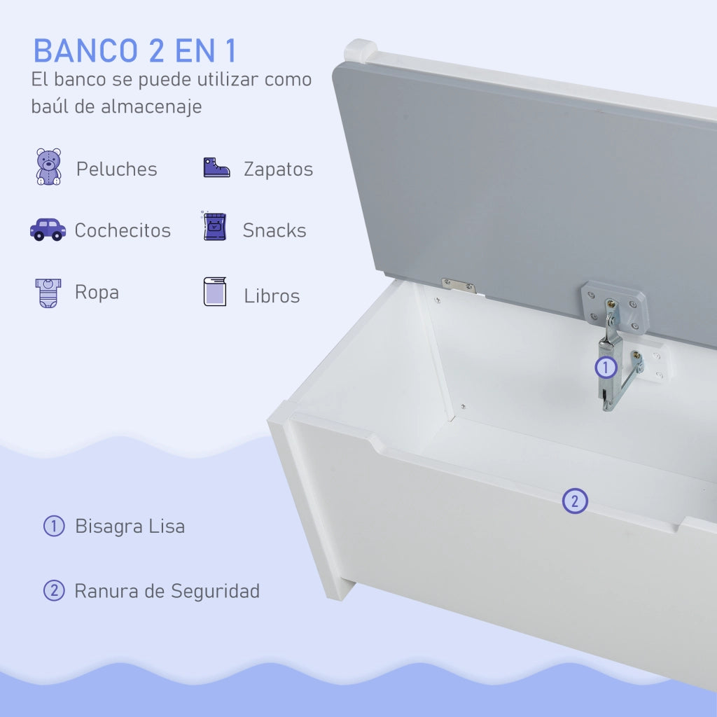 Tavolo bambini con sedie e panchina ¨C zephmum ¨C grigio e bianco 90x50x45