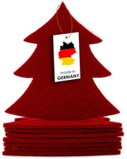 Sostegni di velluto per Natale da 8 - Fatto in Germania - Sostegni di velluto per Natale in rPET riciclato (albero di Natale, rosso)