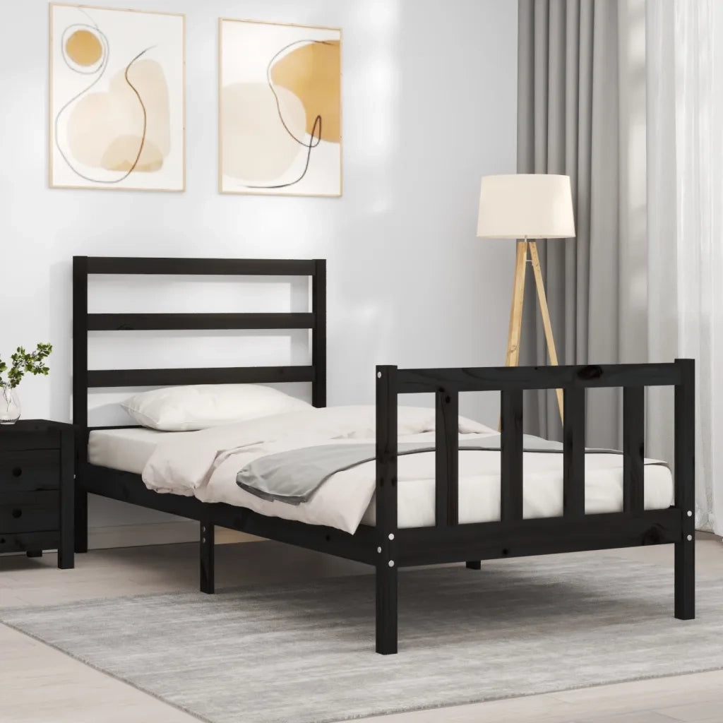 Giroletto con Testiera Nero Small Single in Legno Massello 3191870