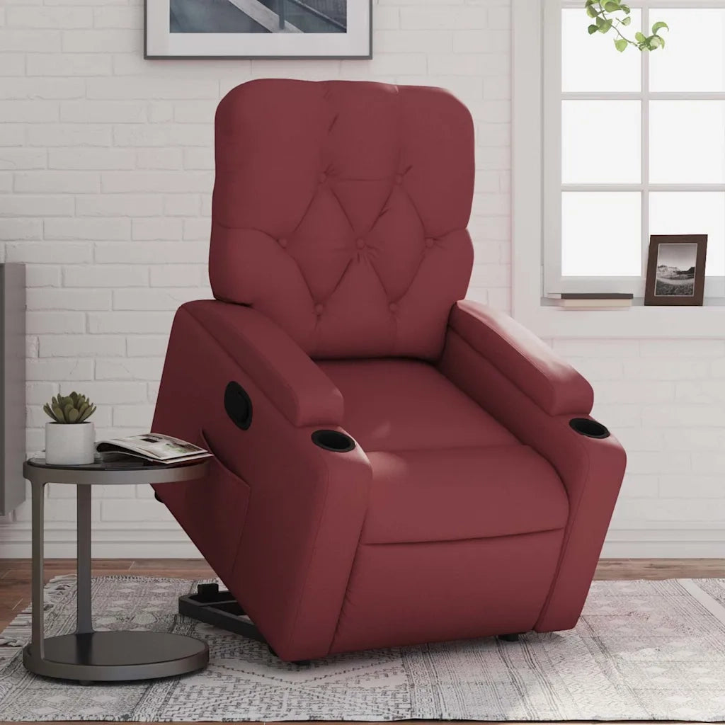 Poltrona | Sedia Relax Alzapersona Reclinabile Rosso Vino in Similpelle