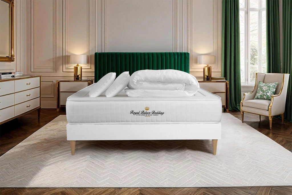 Pacchetto letto completo - Materasso 200x200cm + Box spring con doghe (kit) + 2 cuscini + Piumino - Lancaster