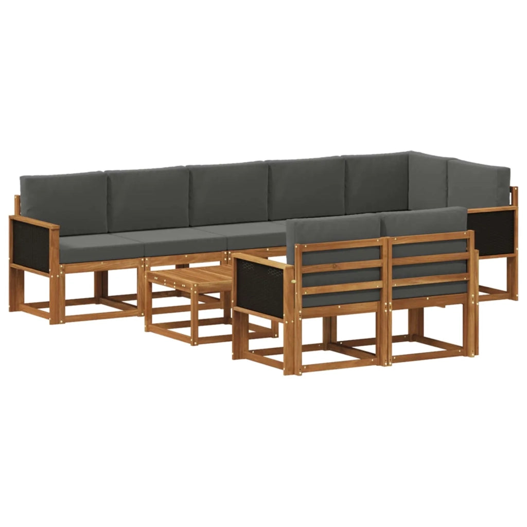 Set di divani da esterno 9 pcs Naturale e Antracite Poliestere