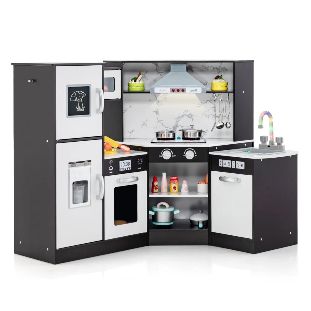 Set da cucina angolare per bambini 100 x 50 x 81 cm con funzioni sonore e luminose spazio di archiviazione MDF marrone 20_0012245