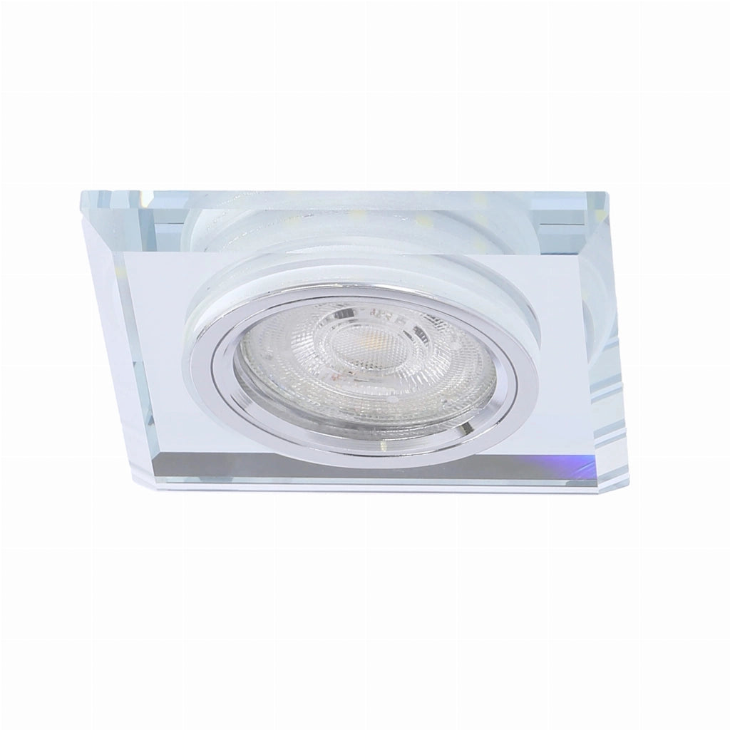 Faretto incasso quadrato vetro cromo GU10+LED Candellux SS-22