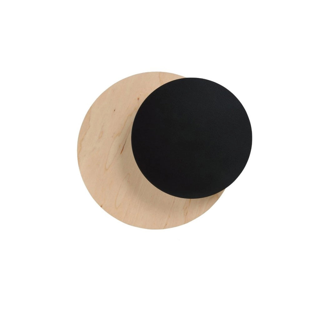 Lampada a parete Circle in acciaio nero opaco e legno