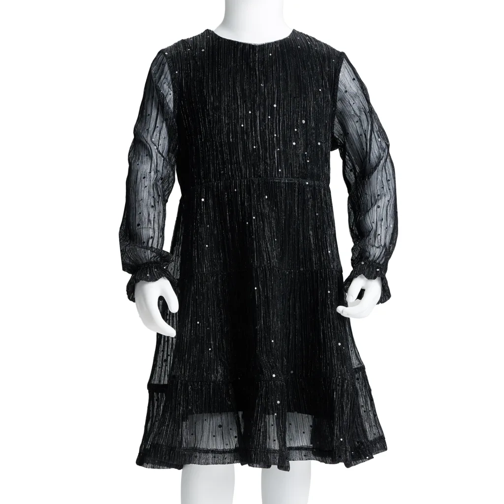 Abito per Bambine a Maniche Lunghe Nero 104 CFW4854462
