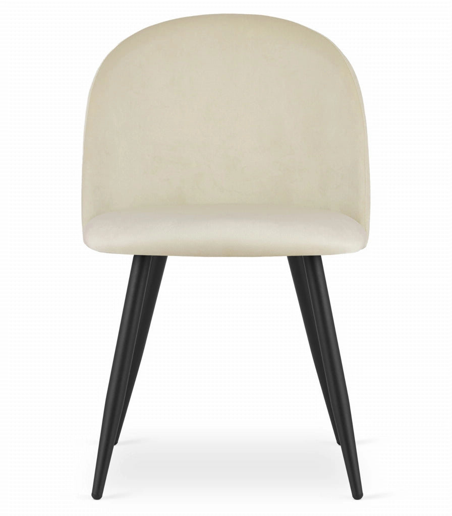 Sedia Valora BELLO in velluto beige con gambe in metallo nero x2