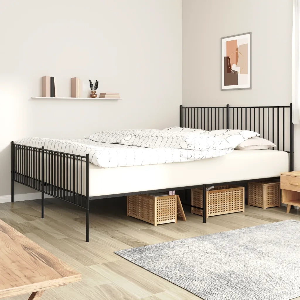 Giroletto con Testiera e Pediera Metallo Nero 200x200 cmcod mxl 81802