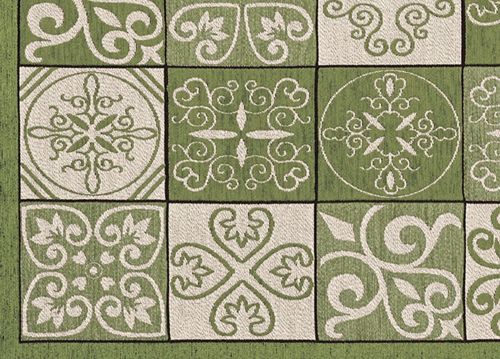 Tappeto Passatoia Runner Cucina Antiscivolo Lavabile Disegno Maiolica Suardi - 55x80 - Verde