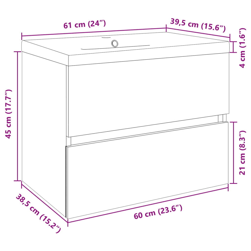 Set Mobili da Bagno 2 pz in Ceramica e Legno Multistrato 3307658