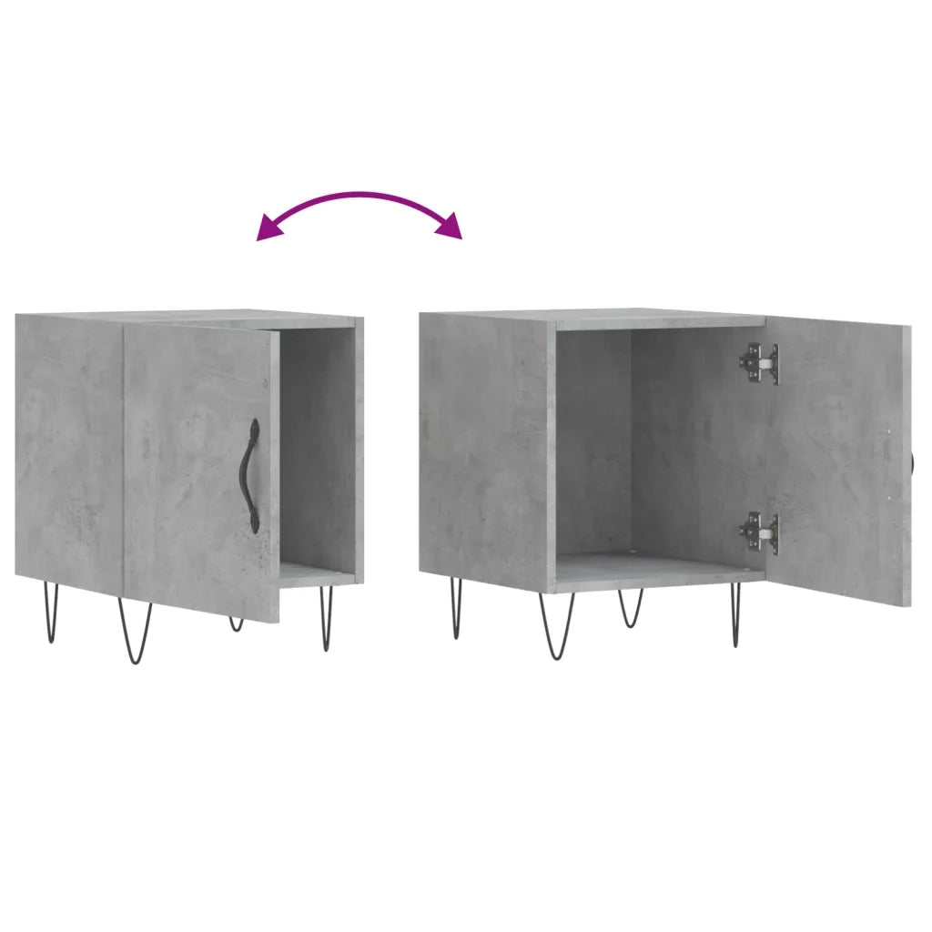 Set di 2 Comodini | Armadio da Notte | Mobiletto da notte Grigio Cemento 40x40x50 cm in Legno Multistrato