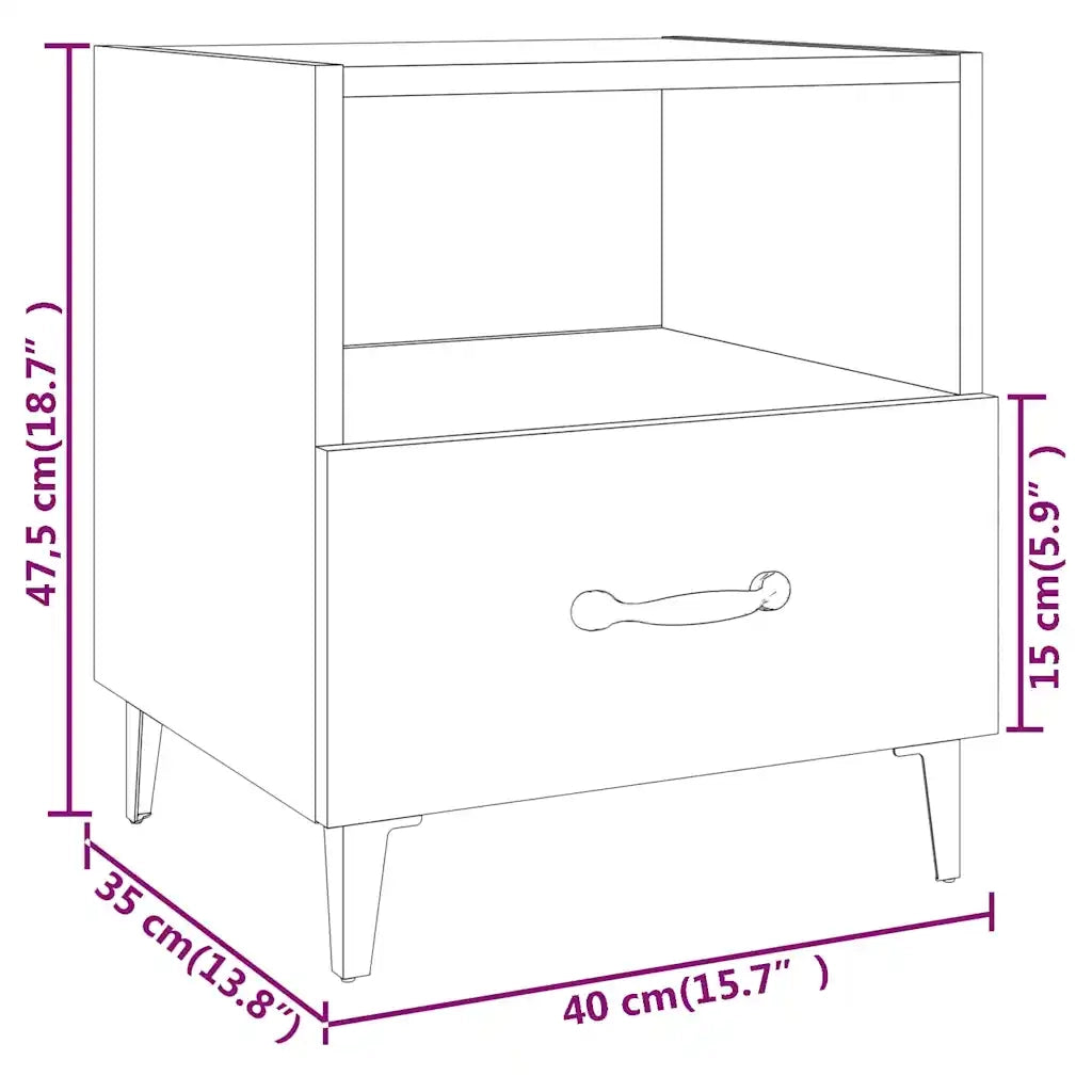 Comodino Nero in Legno Multistrato 812026