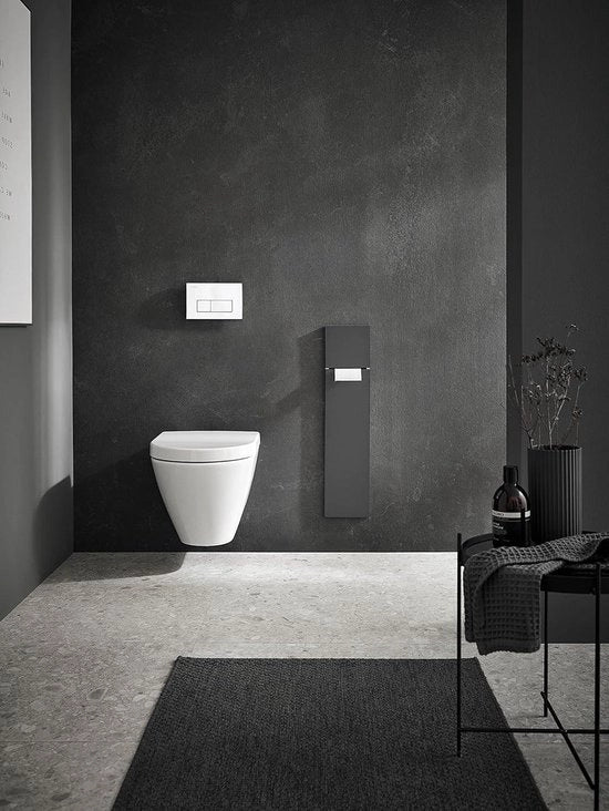 Modulo di armadiatura per bagno - Contenitore per carta igienica e spazzola per il water - "Apri con spinta" - Cassetto bagno grigio opaco alto