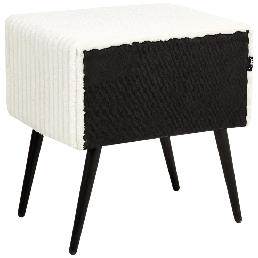 Comodino con rivestimento in velluto bianco con 1 cassetto Mobili per camera da letto dal design minimalista