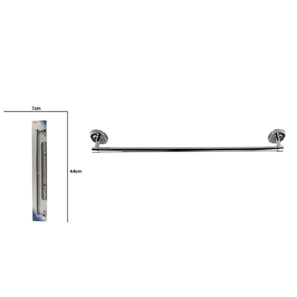 Trade Shop - Porta Asciugamani In Acciaio A Parete Bagno Fissaggio Con Viti Colla 40cm 69195 -