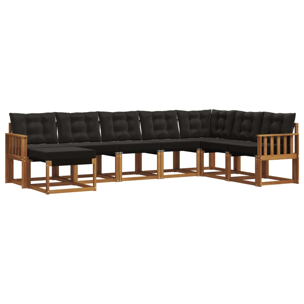 Set di divani da esterno con cuscino 8 pcs Naturale e Nero 3368951