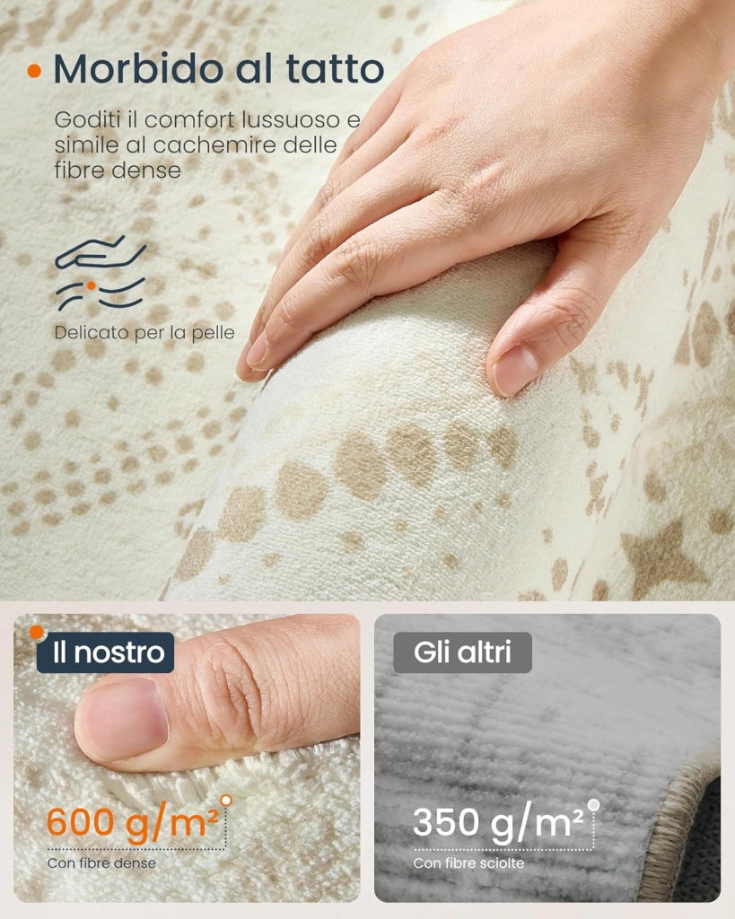 Tappeto per Soggiorno, 160 x 230 cm Tappeto Salotto Antiscivolo, per Soggiorno Camera da Letto Cameretta, Lavabile in Lavatrice, Stile Boho, Beige Sabbia TAR029L02
