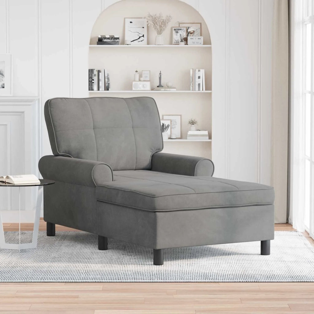 Chaise Lounge | Sedia a Sdraio con cuscino Grigio scuro 91 x 157 x 91 cm Velluto CFW6791386