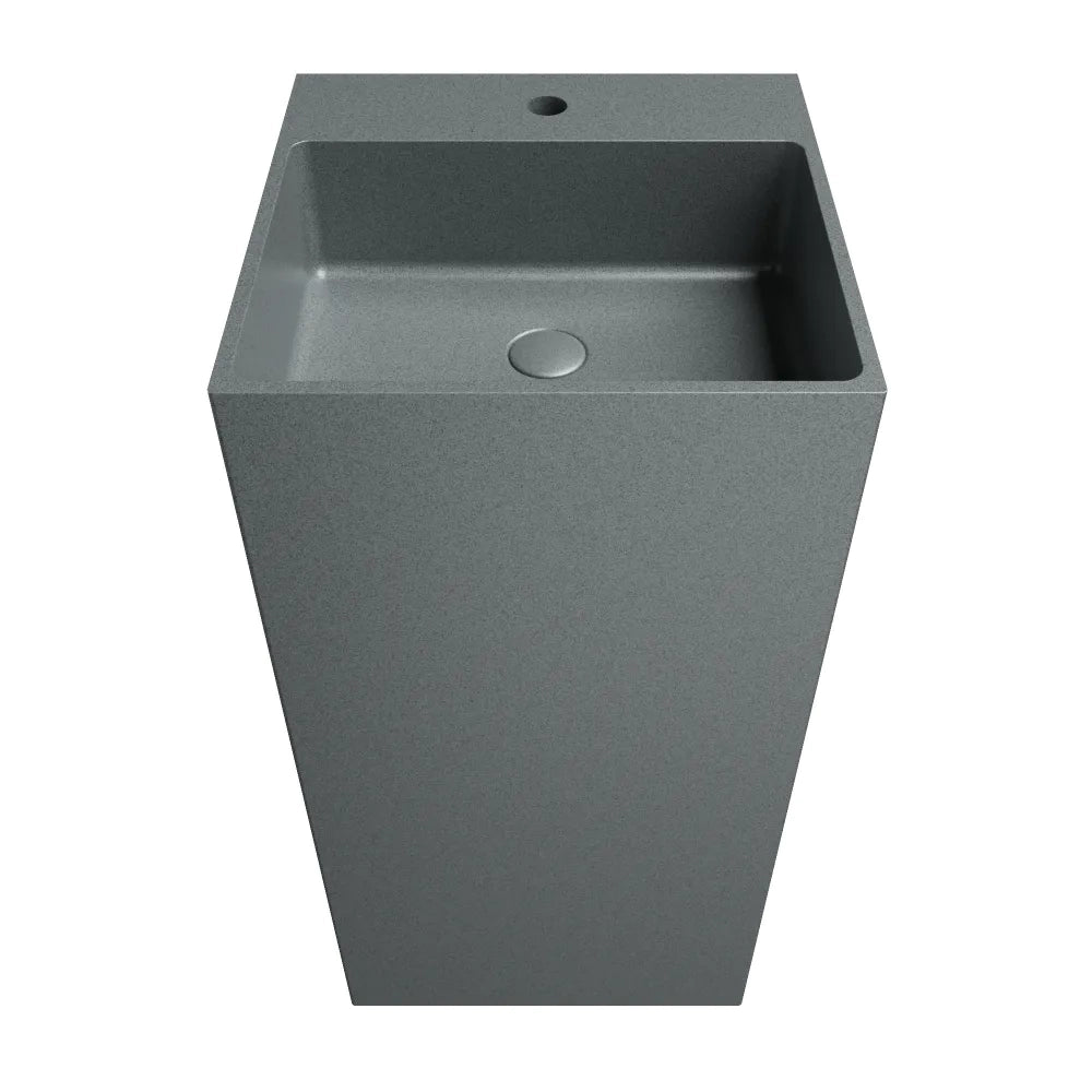 Lavabo freestanding quadrato 45x45x90cm in microcemento grigio | Flores