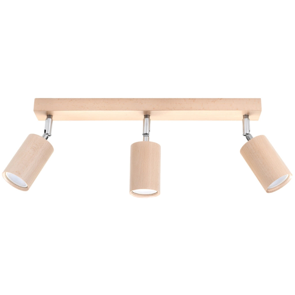 Plafoniera MONTAN 3 spot legno naturale cromo Pure Lume