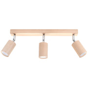 Plafoniera MONTAN 3 spot legno naturale cromo Pure Lume