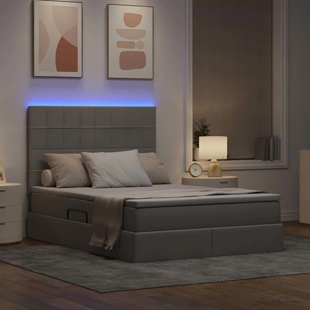 Letto con contenitore LED e materasso Tortora 140 x 200 cm