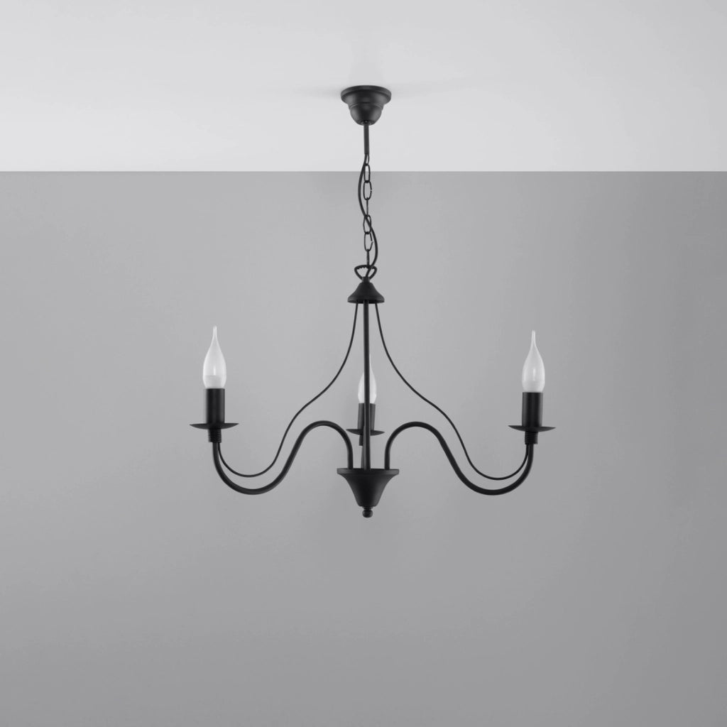 Lampadario a candeliere PALADA nero 3xE14 Pure Lume