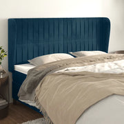 Testiera ad Orecchio-Testata con Orecchie Blu Scuro 203x23x118/128 cm in Velluto 219788
