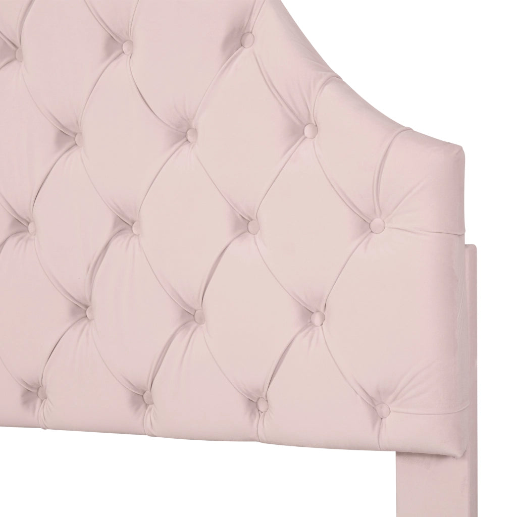 OKWISH Letto Singolo 90×200 cm con Testiera Regolabile e Rete a Doghe, senza Materasso, in Velluto, Rosa