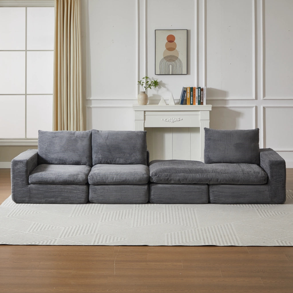 Divano modulare con chaise longue - con 3 cuscini e seduta reversibile - grigio scuro