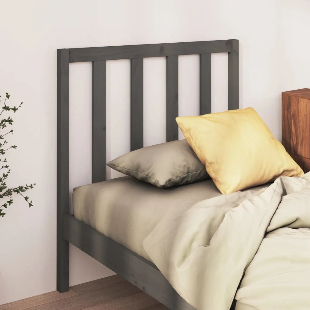 Testiera per Letto Grigia 96x4x100 cm in Legno Massello di Pino 817672