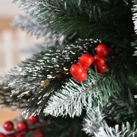 Albero di Natale Innevato con Bacche Rosse, Base Rimovibile e Pieghevole, 539 Rami, Φ70x180cm, Verde