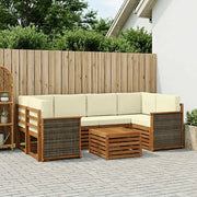 Set di divani da esterno con cuscino 7 pcs Naturale e Crema
