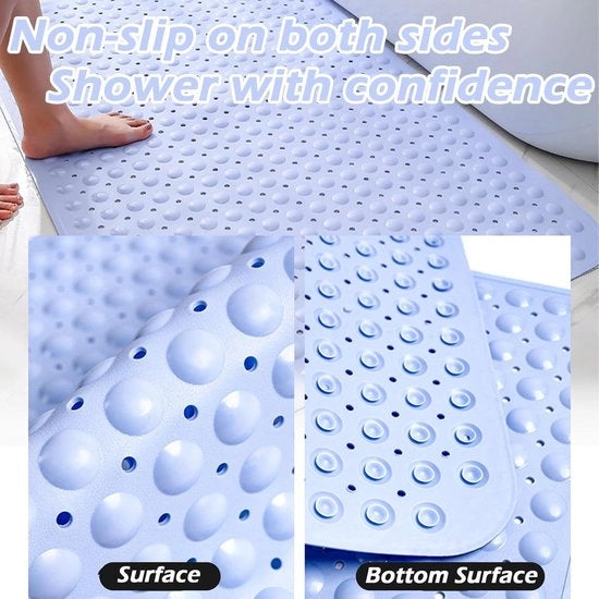Douchehannoek 40 x 80 cm con morsetti - Duro, quadrato e resistente - Adatto per saune, bagni e superfici scivolose (blu)