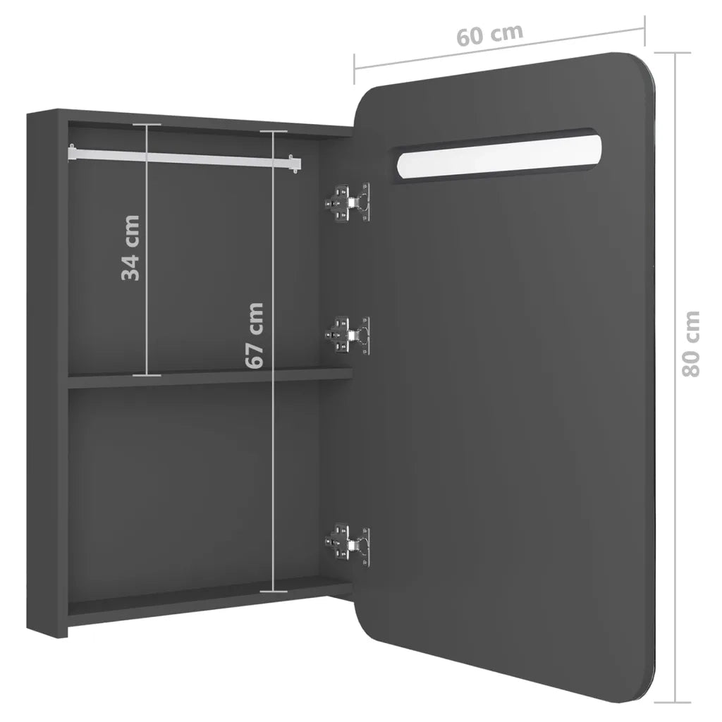 Armadietto Bagno con Specchio e LED-Mobile bagno con specchio Grigio 60x11x80 cm
