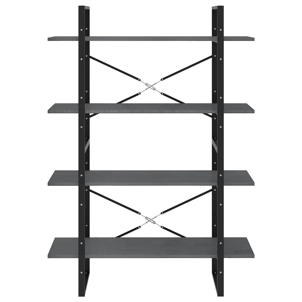 Libreria a 4 Ripiani Grigia 100x30x140 cm in Massello di Pino 806484