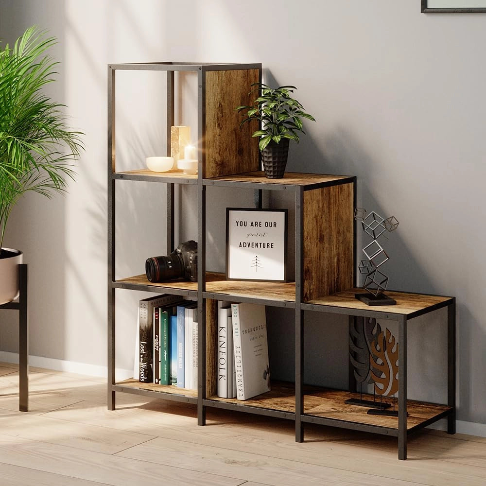 Divisorio per ambienti Fyrk, Legno antico, 90 x 92 cm, utilizzabile come divisorio o come libreria aperta
