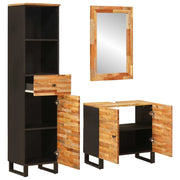 Set da Bagno | Armadio da bagno con cassetto Naturale Legno di mango massello